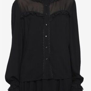 Hot Topic Black Lace Ruffle Girls Woven Top